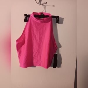 Women’s High Neck Cropped Tank Top - Hot Pink